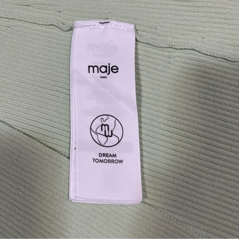 Maje Pastel Green Ribbed Knit Tie Back Midi Dress 38 - Picture 11 of 15